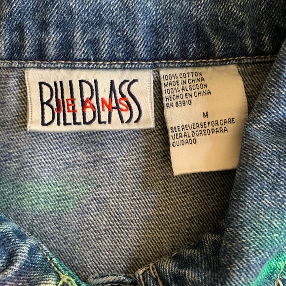 VTG 90s Embroidered Floral Denim Jacket by Bill Blass Women's Size M - Picture 5 of 6